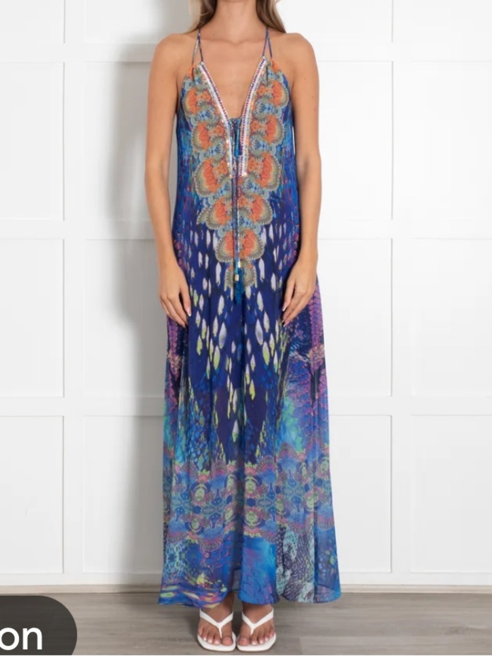 Hale Bob Blue Multi-Color Printed Maxi Dress